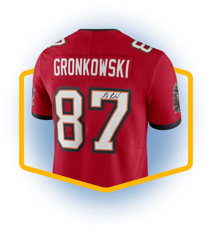 Image of a signed Rob Gronkowski jersey.